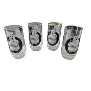Vintage Coca Cola Polar Bear Attitude '97 Glass Tumblers Set of 4